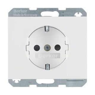 Berker R.Classic 2P+E Socket with Shutters Pure Wh