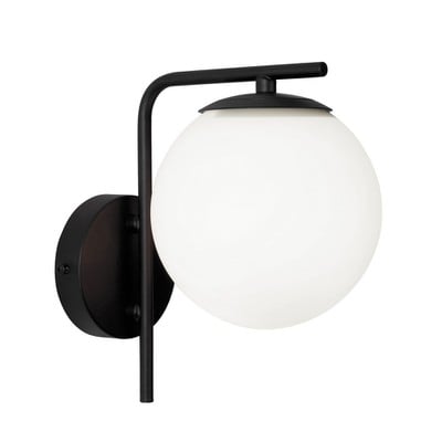 Wall Lamp Black With Opal Glass Ε14 10W Anouk