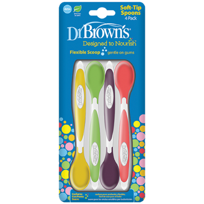 DR. BROWN'S Soft-Tip Spoons Μαλακά Κουταλάκια Ταΐσματος 4m+ x4 