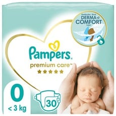 Pampers Premium Care No 0 <3kg Πάνες 30Τμχ με 0,23