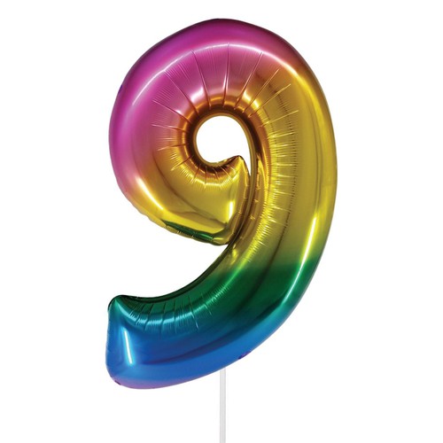 Balon broj 9 rainbow 1m