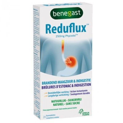 REDUFLUX Reduflux 250mg Phycodol Συμπλήρωμα Διατροφής Για Την Καούρα & Την Δυσπεψία 20 Μασώμενα Δισκία