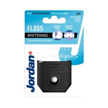 Jordan Whitening Floss with Activated Charcoal - Οδοντικό Νήμα με Λευκαντική Δράση, 25m (Mint Flavour)