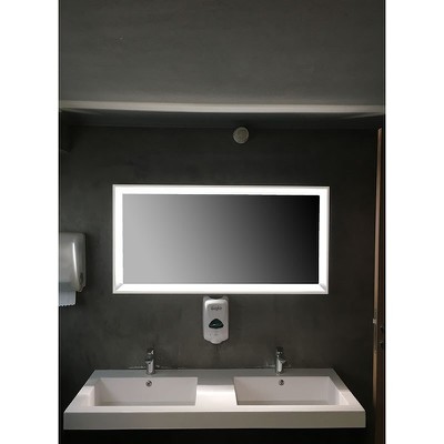 Καθρέπτης 90X60 με ταψί από ξύλο λάκα και φωτισμό 