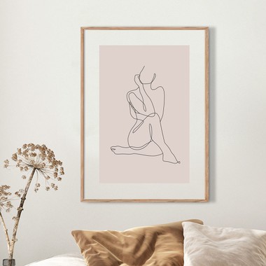 Woman body lineart drawing wall