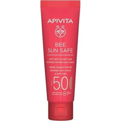 APIVITA Bee Sun Safe Anti-Spot & Anti-Age Face Cream SPF50 Tinted, Αντηλιακή Κρέμα Προσώπου Με Χρώμα Κατά Των Πανάδων & Των Ρυτίδων Με Θαλάσσια Φύκη & Πρόπολη 50ml
