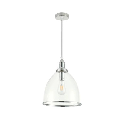 Pendant Light 1xE27 Clear Glass Bell Silver