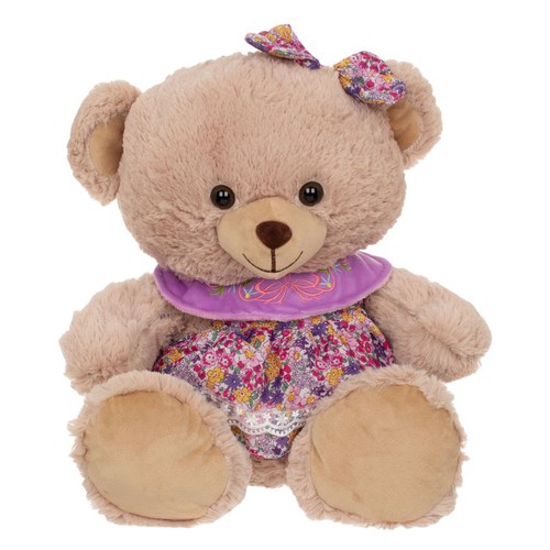 Arush ngjyre kafe me fustan roze dhe papjon 42 cm 