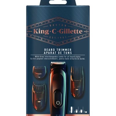 Gillette King C Beard Trimmer Ξυριστική Μηχανή Προσώπου Επαναφορτιζόμενη με 3 Ανταλλακτικές Κεφαλές 