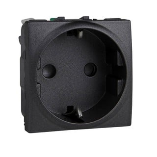 Unica Top/Class 2P+E Socket with Shutters Graphite