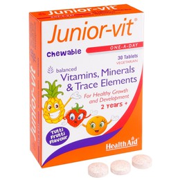 Health Aid Junior Vit, Πολυβιταμίνες με Γεύση Tutti Frutti, 30 Μασώμενα Δισκία