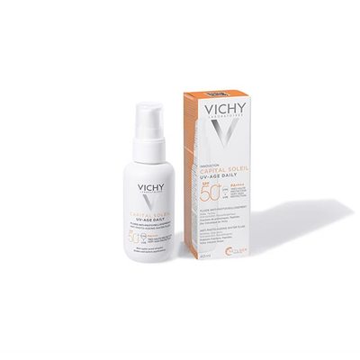 VICHY Capital Soleil UV Age Daily SPF50+ Anti-Aging Sun Cream Λεπτόρρευστο Αντιηλιακό Κατά Της Φωτογήρανσης, 40ml