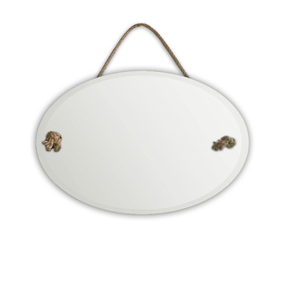 Beveled Wall Mirror Oval with natural rope