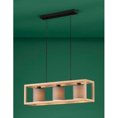 Pendant Light Granados Black/Brown With Wood Struc