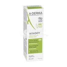 A-Derma Biology Dermatological Rich Cream Hydrating - Ενυδατική Κρέμα με Πλούσια Υφή για Ευθραυστό / Ξηρό Δέρμα, 40ml