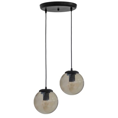 Pendant Light 2xE27 Uneven Smoked Amber Balls