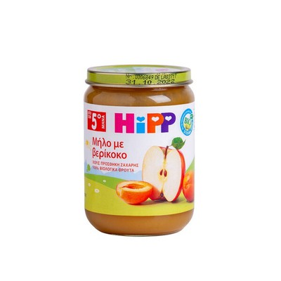 HIPP Bio Βρεφική Φρουτόκρεμα Μήλο Με Βερίκοκο Από 5 Μηνών 190g