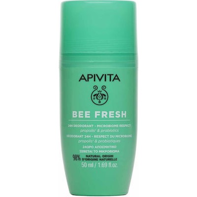 APIVITA Bee Fresh 24H Deodorant Microbiome Respect Αποσμητικό Roll On 24ωρης Προστασίας Με Πρόπολη & Προβιοτικά 50ml
