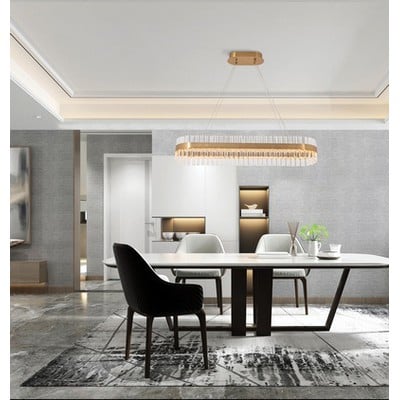 Pendant Light Led 68W 3000K Stainless Steel-Glass 