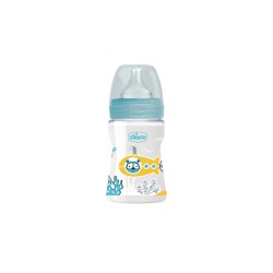 Chicco Well Being Plastic Bottle 0m+ With Silicone Nipple Color Light blue 150ml 