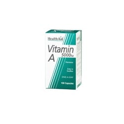 Health Aid Vitamin A 5000IU Dietary Supplement With Vitamin A For Strong Vision & Healthy Skin 100 capsules