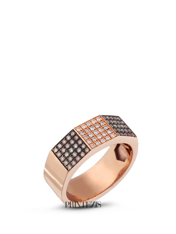 Δαχτυλίδι Ροζ Χρυσό K18 με Διαμάντια