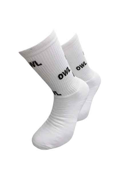 Owl clothes mid socks white multiple logo