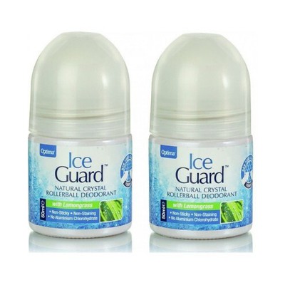 OPTIMA Ice Guard Natural Crystal with Lemongrass Deodorant Roll-On Αποσμητικό Με Άρωμα Λεμονόχορτου -50% Στο 2ο Προϊόν, 2x50ml
