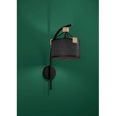 Wall Light Potosi Black With Wood And Kraft Paper 