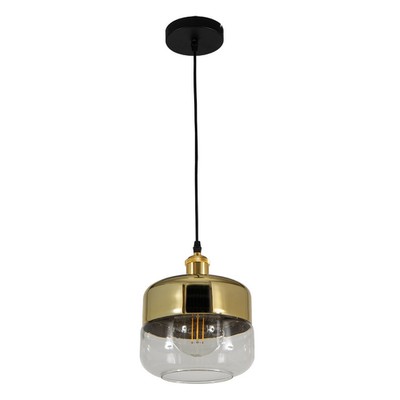 Pendant Light Black Rosette Glass Half Transparent