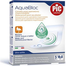 Pic Solution AquaBloc Waterproof UltraThin Sterile Post-op Plasters Μετεγχειριτικά Τσιρότα για πληγές, Διαστάσεις 10 x 8cm, 5 τεμάχια