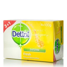 Dettol Σαπούνι Αντιβακτηριδιακό Fresh - Άρωμα Φρεσκάδας (3 + 1 Δώρο), 4 x 100gr