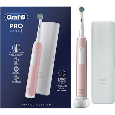 ORAL-B - Pro Series 1 Ηλεκτρική Οδοντόβουρτσα Mε Χρονομετρητή & Θήκη Ταξιδίου Ροζ
