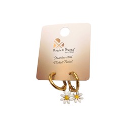 InoPlus Borghetti Hoop Earrings Oro Margherita Gold White 1 pair