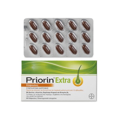 PRIORIN Extra Συμπλήρωμα Διατροφής Κατά Της Τριχόπτωσης, 60 Κάψουλες