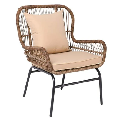 Salsa max Πολυθρόνα Μέταλλο Βαφή Μαύρο, Wicker Φυσ