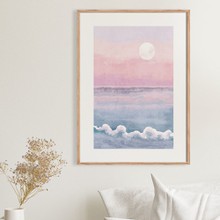 Pastel beach with waves