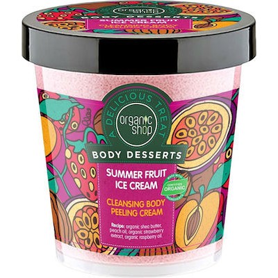 NATURA SIBERICA Organic Shop Body Desserts Summer Fruit Ice Cream Καλοκαιρινό Παγωτό Φρούτων Καθαριστικό Peeling Σώματος 450ml