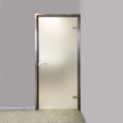Γυάλινη πόρτα σατινέ 10 mm securit 80Χ210 με κάσα