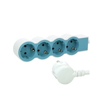 Socket Outlet Standard 4-Way Cable 1.5m White/Blue