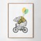 Bear ride bicycle balloon wood