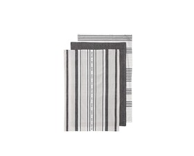 Ladelle Πετσέτες Κουζίνας Βαμβακερές Γκρι Abode Stripe 45X70cm- Σετ 3 Τεμάχια
