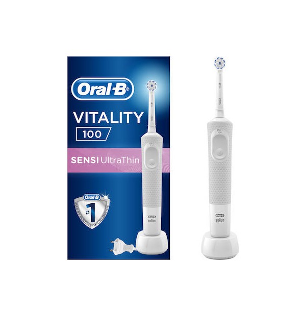 OralB Vitality 100 Sensi Ultra Thin Επαναφορτιζόμενη Ηλεκτρική Οδοντόβουρτσα 1τμχ