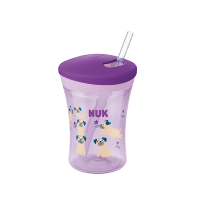 NUK Action Cup Εκπαιδευτικό Ποτηράκι Με Καλαμάκι 12m+ 230ml Σε Διάφορα Χρώματα