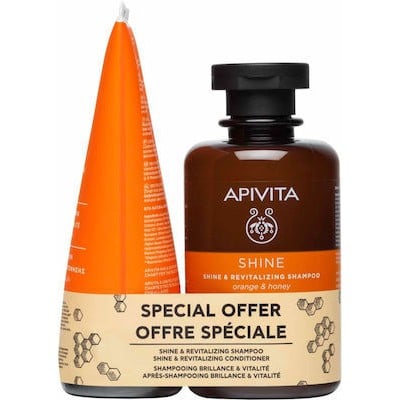 APIVITA Σαμπουάν Για Λάμψη & Αναζωογόνηση Με Πορτοκάλι & Μέλι 250ml & Conditioner Για Λάμψη 150ml