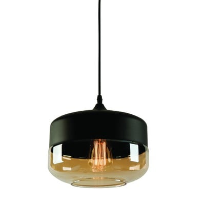 Pendant Light 1L Glass Amber Black D24