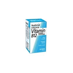 Health Aid B12 Cobalamin 1000mg Slow Release Dietary Supplement Ideal For Vegetarians 50 Tablets