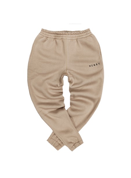 HENRY CLOTHING BEIGE TRACKPANTS WITH 3D LOGO