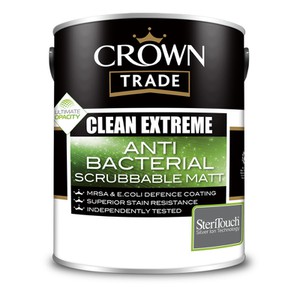 Πλαστικό χρώμα ματ Αντιβακτηριακό Crown Clean Extreme Antibacterial Scrubbable