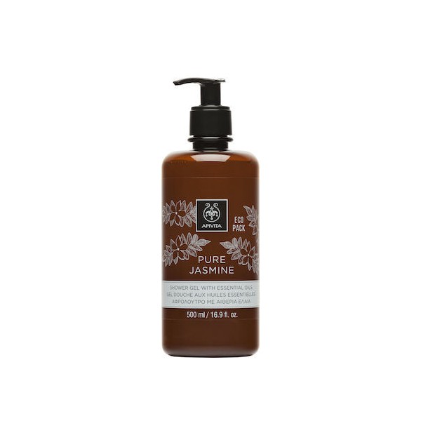 Apivita Eco Pack Pure Jasmine Shower Gel with Essential Oils Αφρόλουτρο με Γιασεμί & Αιθέρια Έλαια 500ml